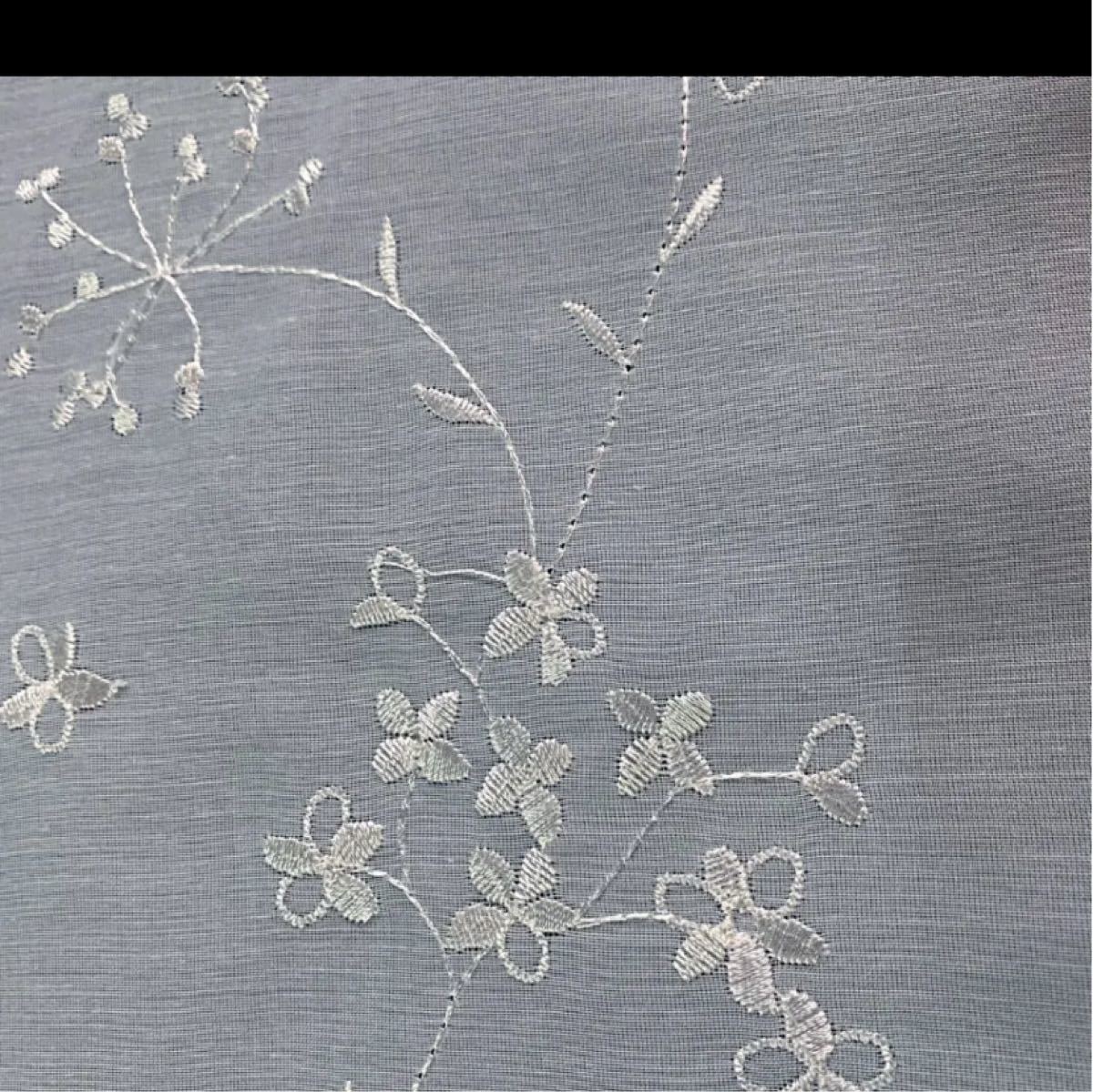 トルコレース　カーテン　エンブロイダリー　草花刺繍　花柄　生地　ハギレ　白色