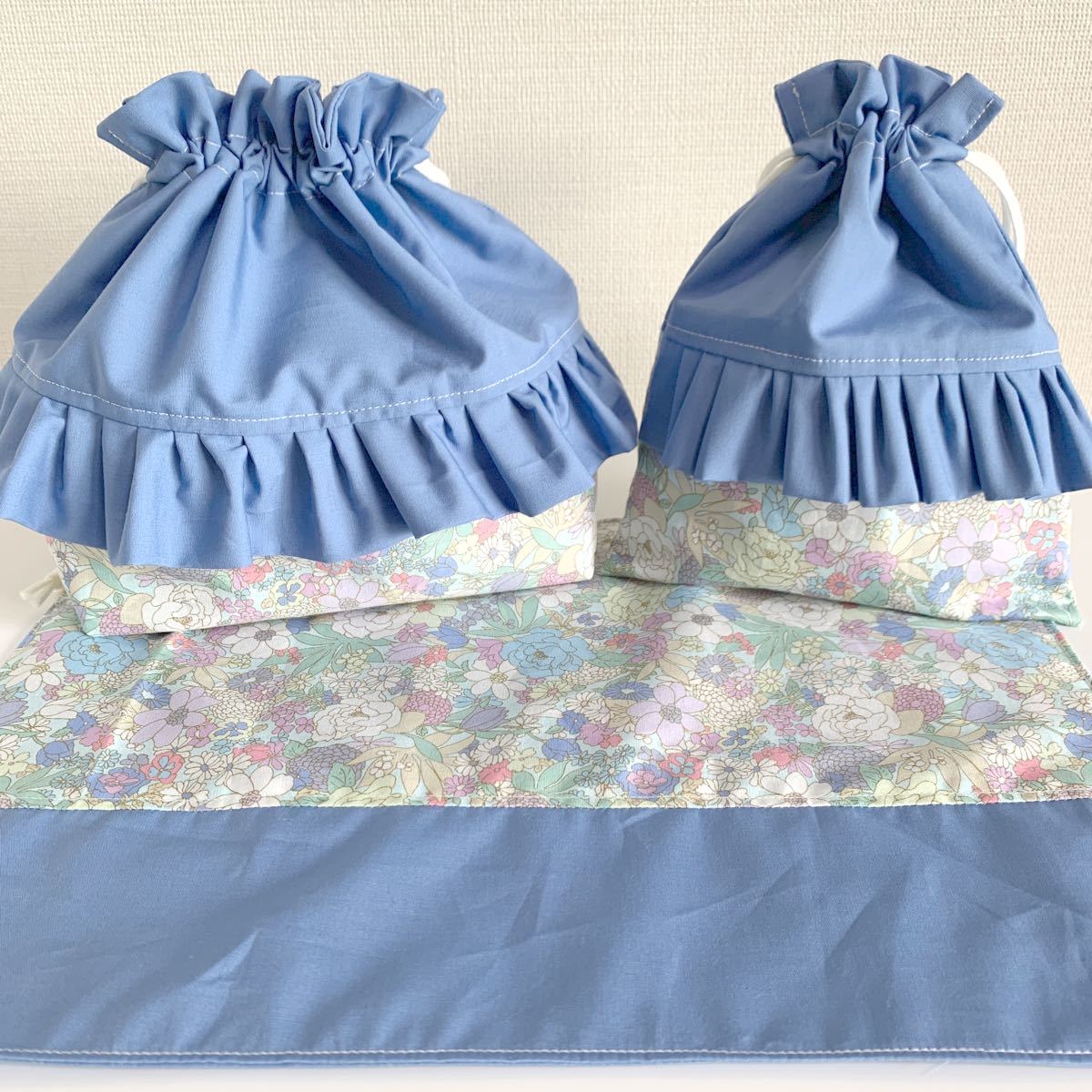 リバティ フリル 体操袋 コップ入れ お弁当袋 ハンドメイド