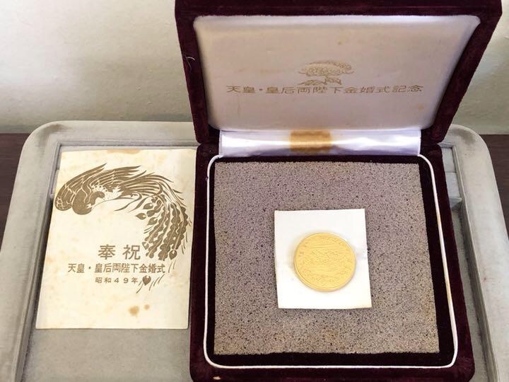 即決 純金 金貨 天皇皇后両陛下御結婚満50年祝賀 K24 37g 純金コイン 純金メダル 天皇皇后両陛下金婚式記念 昭和49年 造幣局 24金 金貨 金_画像1