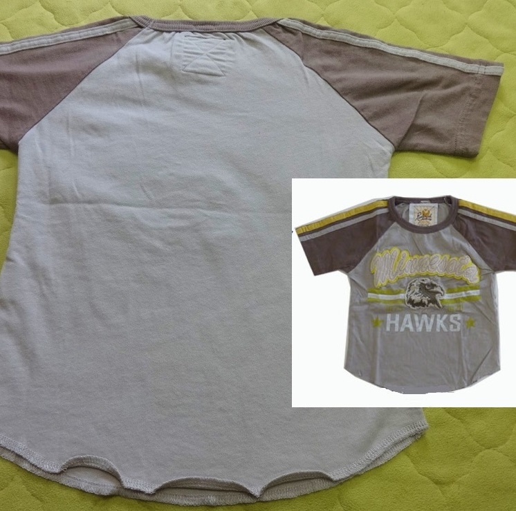 新品 アメカジ Tシャツ KIDS【 １００ cm 】グレーｘブラウン ベースボールHAWKS_画像3