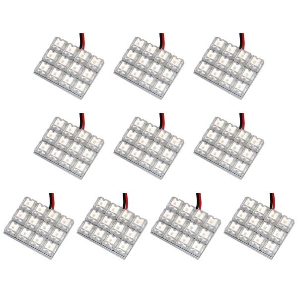 10個セット●● 12V FLUX12連 3×4 LED 基板 端子形状T10×28mm ルームランプ ホワイト_画像1