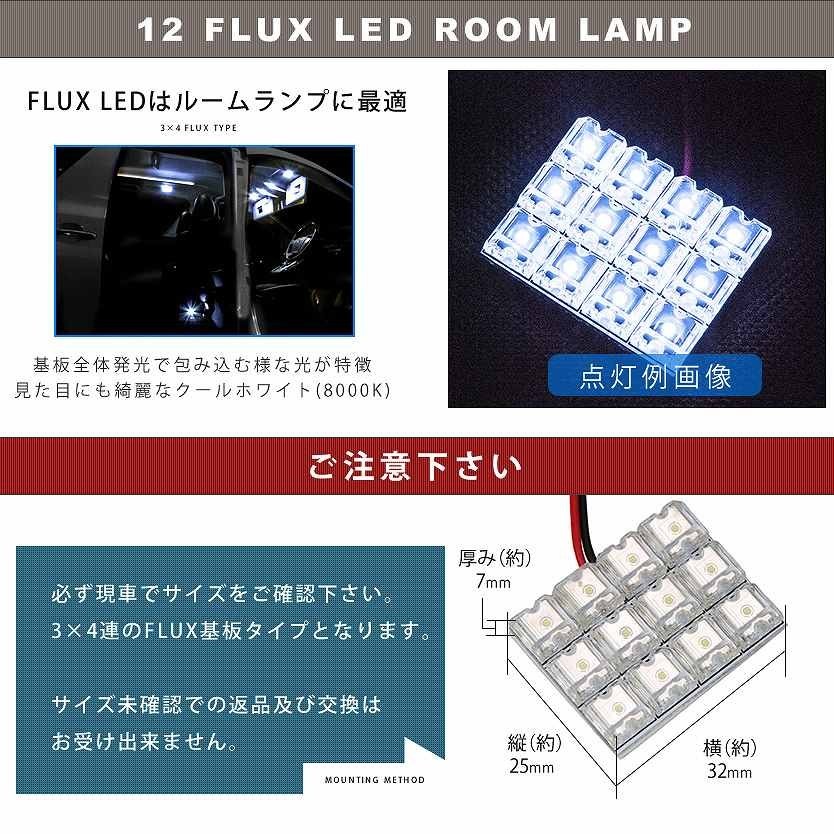 10個セット●● 12V FLUX12連 3×4 LED 基板 端子形状T10×28mm ルームランプ ホワイト_画像2