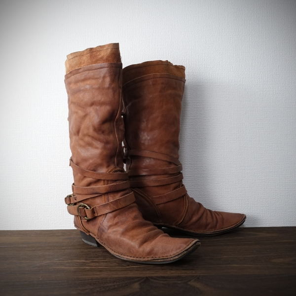 USED*PARADIS COULEUR/palati Couleur /24.5/ сделано в Японии кожаные сапоги / Brown / светло-коричневый тон 