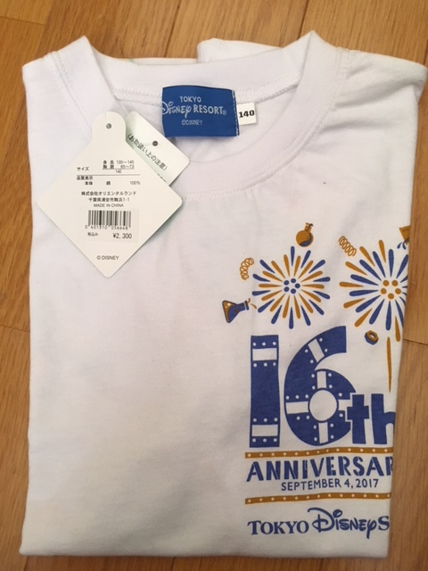 即決【送料無料】未使用◇16周年記念◇Ｔシャツ (サイズ150) 子供用　TDR・TDS ディズニーシー　ミッキー・ミニー・グーフィー