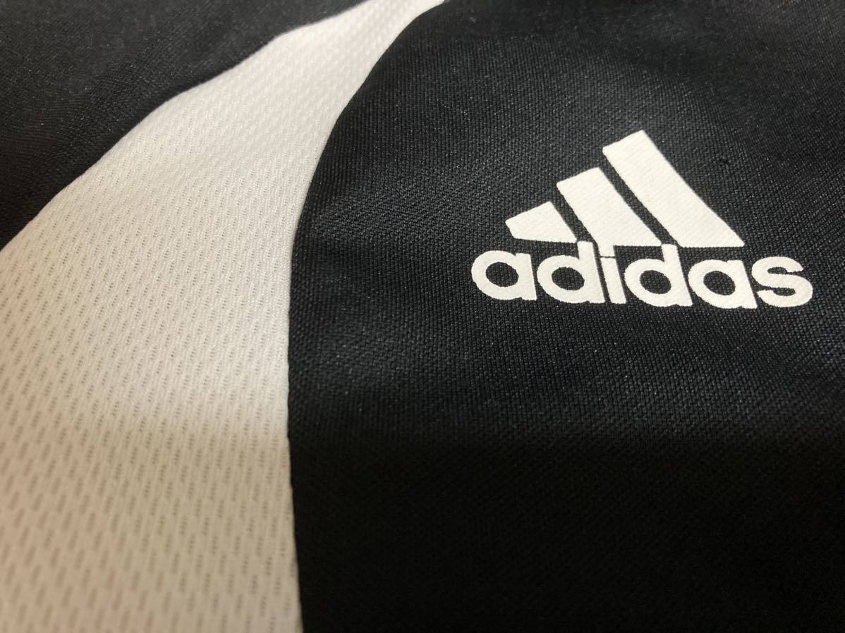  прекрасный товар adidas,V линия чёрный, незначительный серый передний и задний (до и после) Logo белый, линия белый 3шт.@, короткий рукав стрейч tops размер M