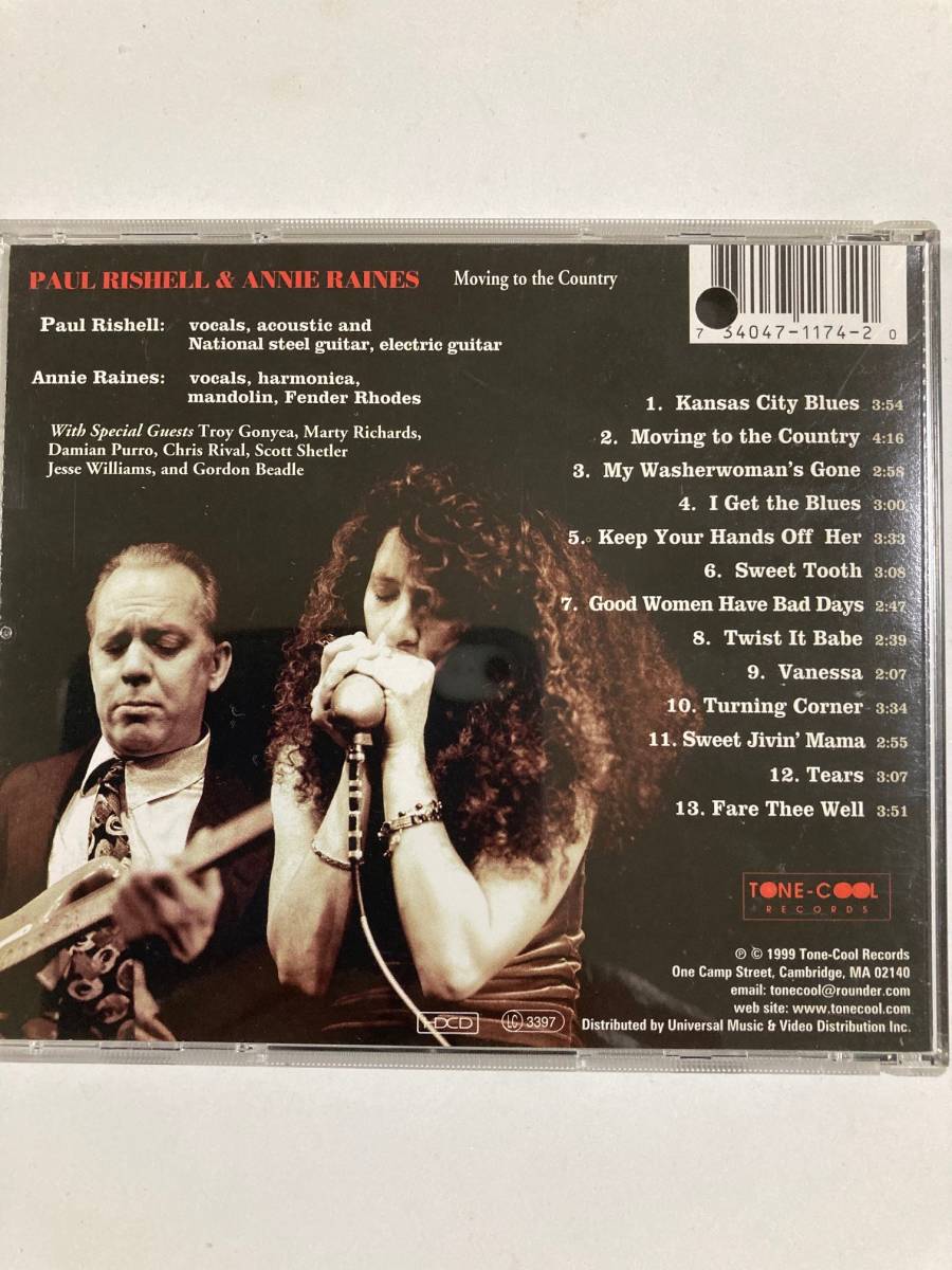 【ブルース】ポール・リシェル ＆ アニー・レインズ(PAUL RISHELL & ANNIE RAINES)「Moving to the Country」レア中古CD,US初盤,BL-746_画像2