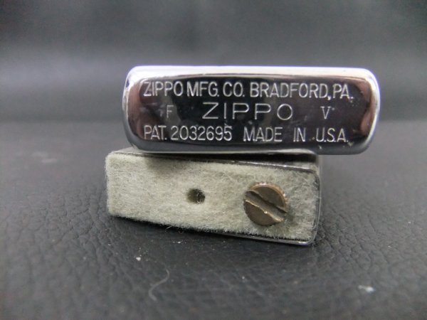 □■ 1937年 レプリカ フラットトップ ZIPPO ロゴ プレート ジッポー ライター ■ F ZIPPO V 1989年 6月製 ■ ロゴ 板 銀色 silver_画像8