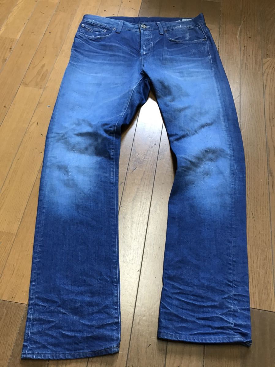 O-6 G-STAR RAW デニムパンツ　コットンパンツ　W34 イタリア製　3301_画像1