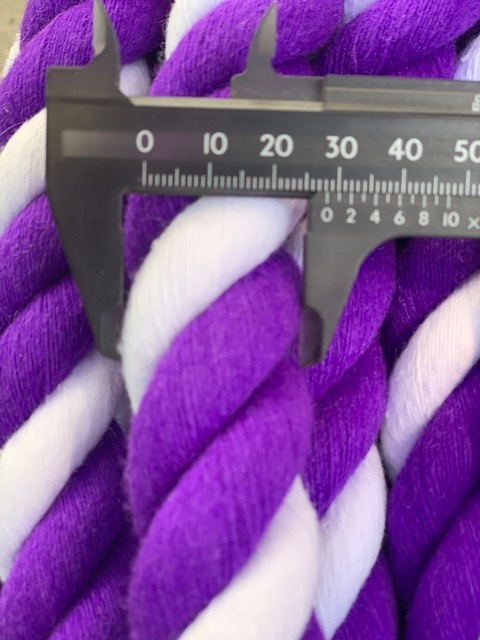 激安☆新品・国産★紫・白/綿 三つ打ちロープ●28ｍｍ　23.2Kg