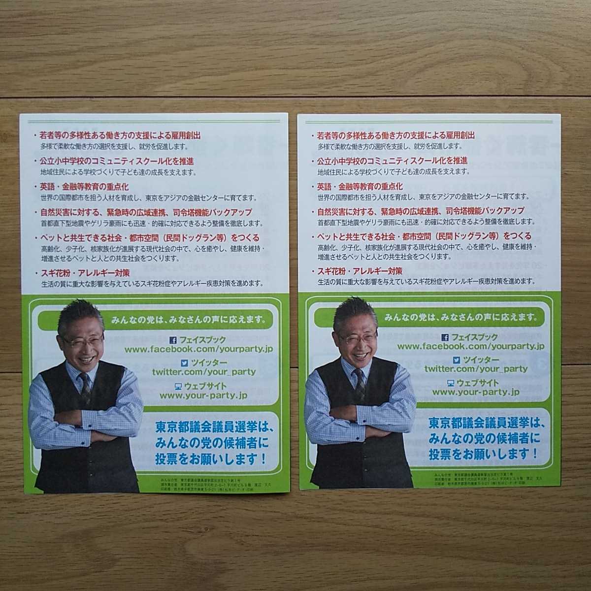 ☆ 平成25年 東京都議会選挙 みんなの党 チラシ ☆_画像3