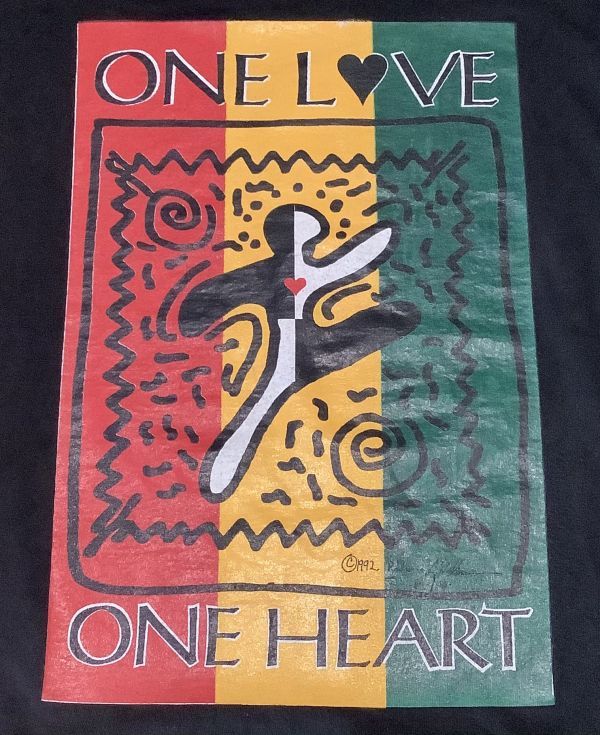 激安通販  HEART ONE LOVE ONE 90s USA製 1992年 ビンテージ ボブマーリー レゲエ ラスタ // サイズ -XL US Tシャツ 半袖 プリント アート イラスト、キャラクター