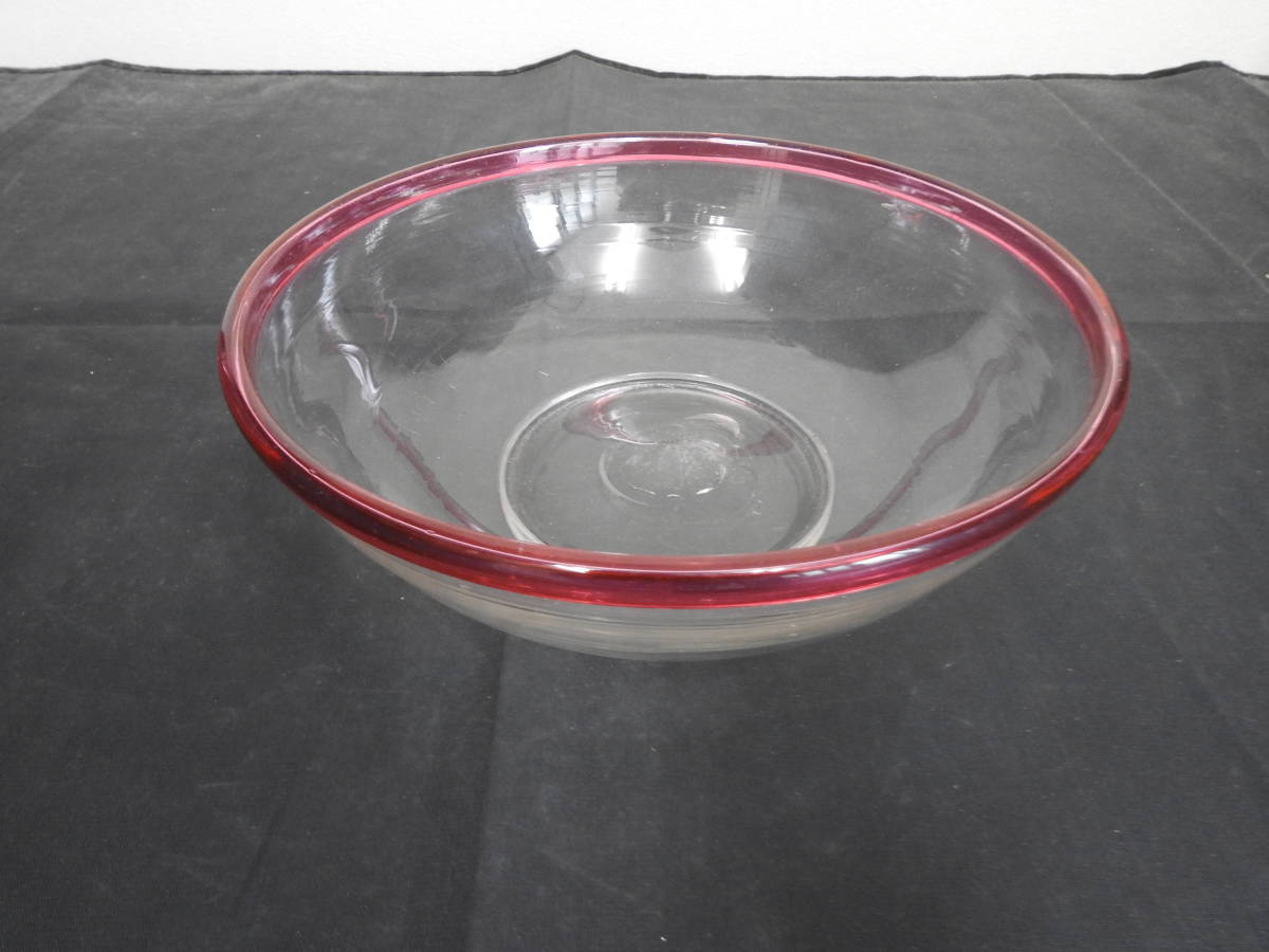 縁赤ガラス鉢　明治　（4858） 工芸ガラス