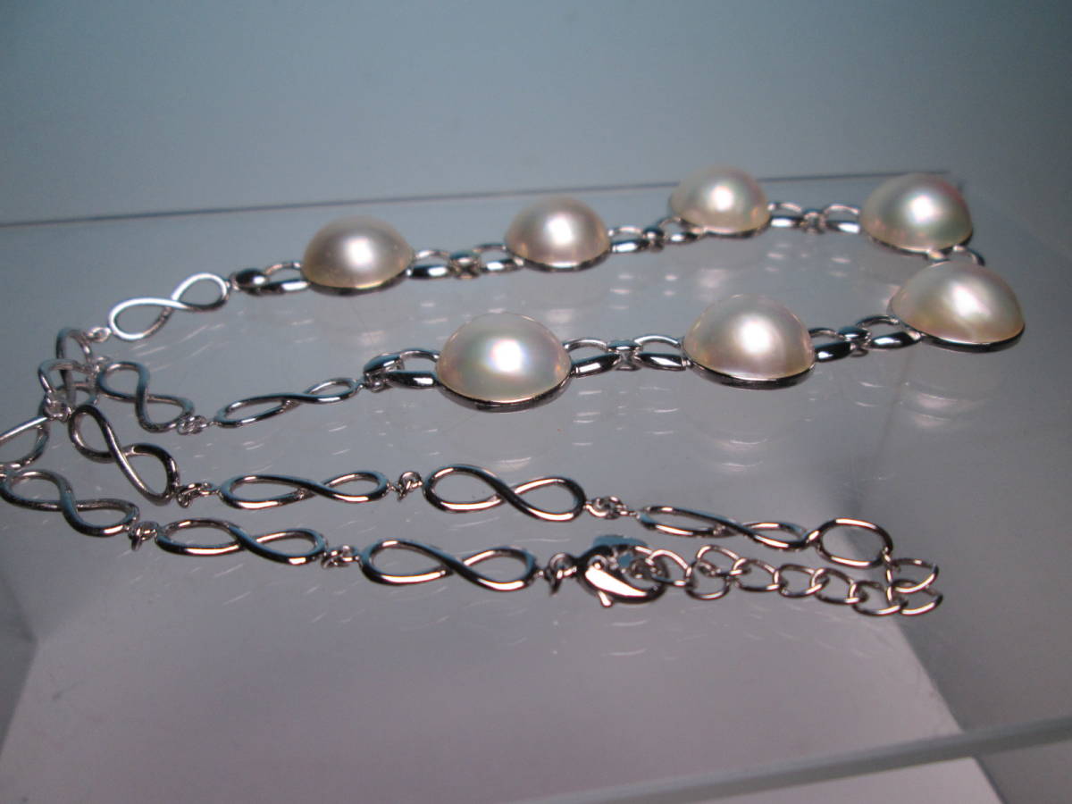 [. month ]K18WGbook@ pearl mabe pearl design necklace & earrings 31,01g also case attaching 