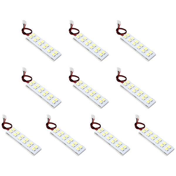 10個セット●● 12V SMD12連 2×6 LED 基板 端子形状T10×28mm 3チップ総発光数36発 ルームランプ ホワイト_画像1