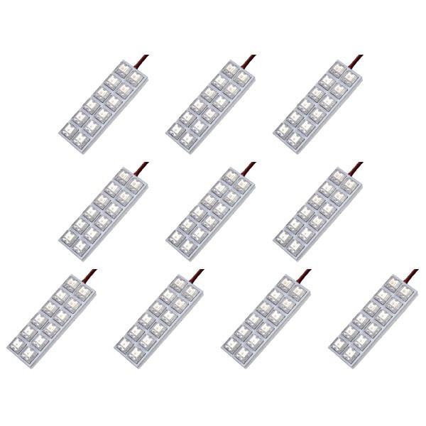 10個セット●● 12V FLUX12連 2×6 LED 基板 端子形状T10×42mm ルームランプ ホワイト_画像1