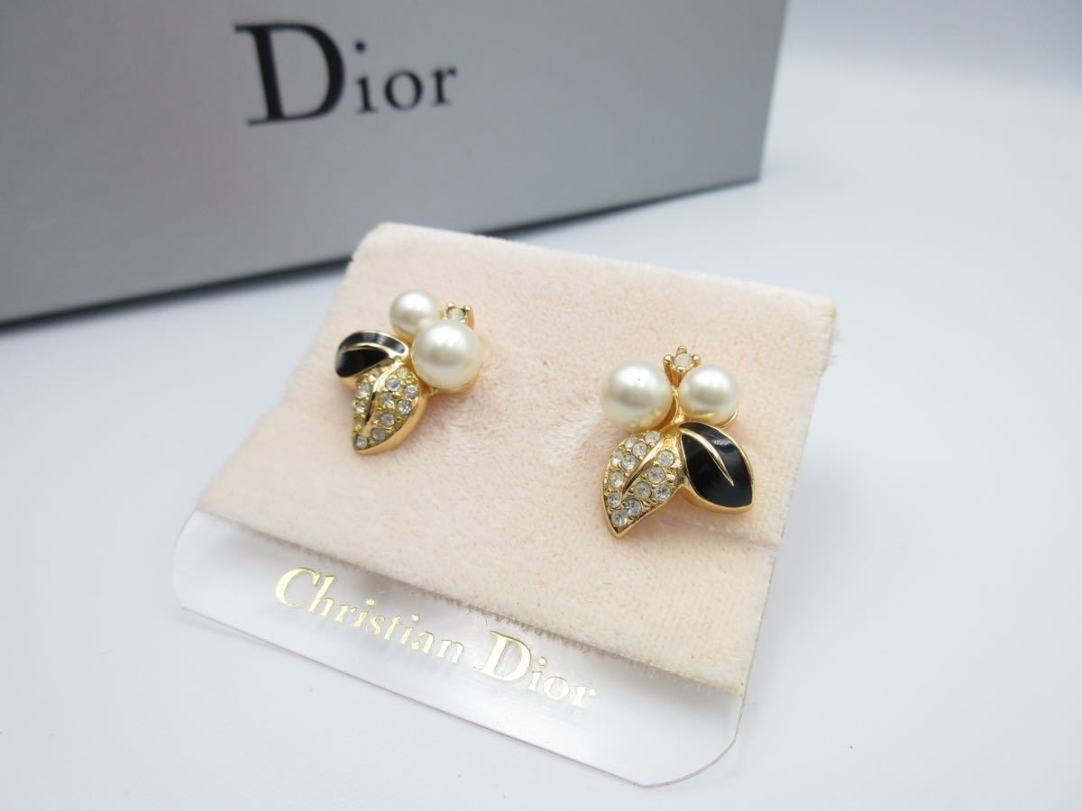 【未使用】台紙付き★ Christian Dior イヤリング フェイクパール クリスチャン ディオール ヴィンテージ アクセサリー y-m30-_画像1