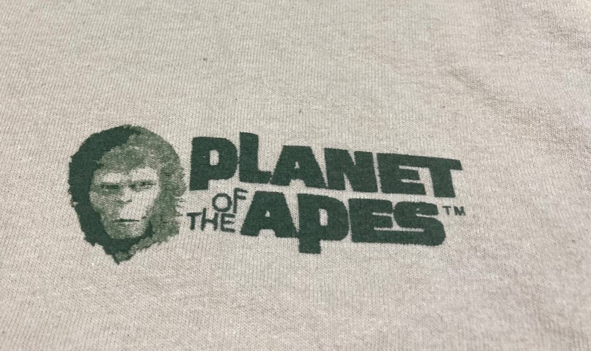  rare PLANET OF THE APES Planet of the Apes movie T-shirt beige M movie both sides print Vintage 2000