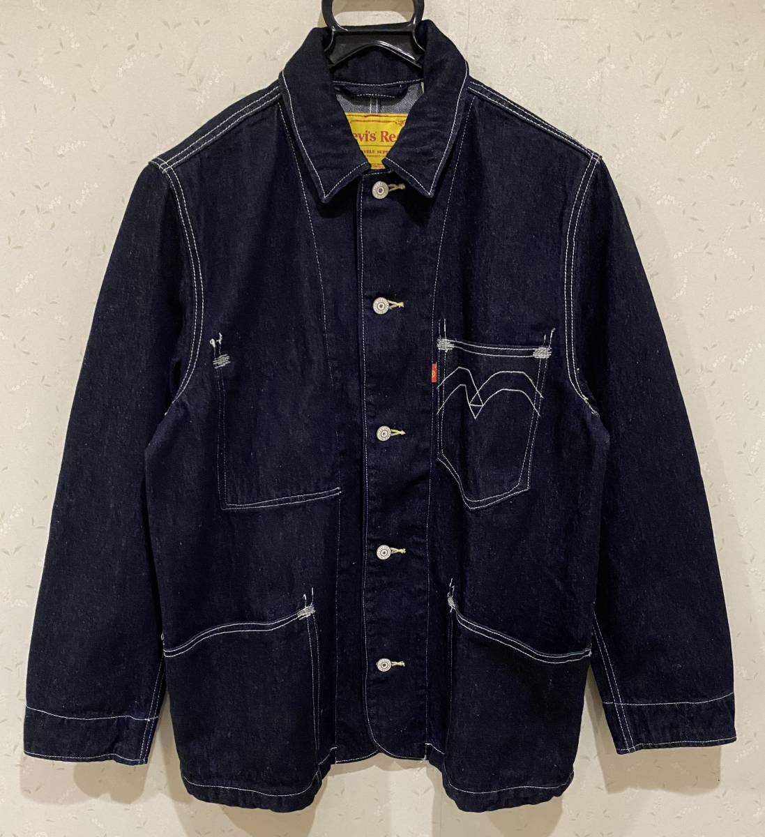 ※LEVI'S RED POSITIVELY SUPERIOR リーバイス レッド 濃紺 デニム カバーオール ジャケット S　　　　　　 BJBA.E　　_画像1