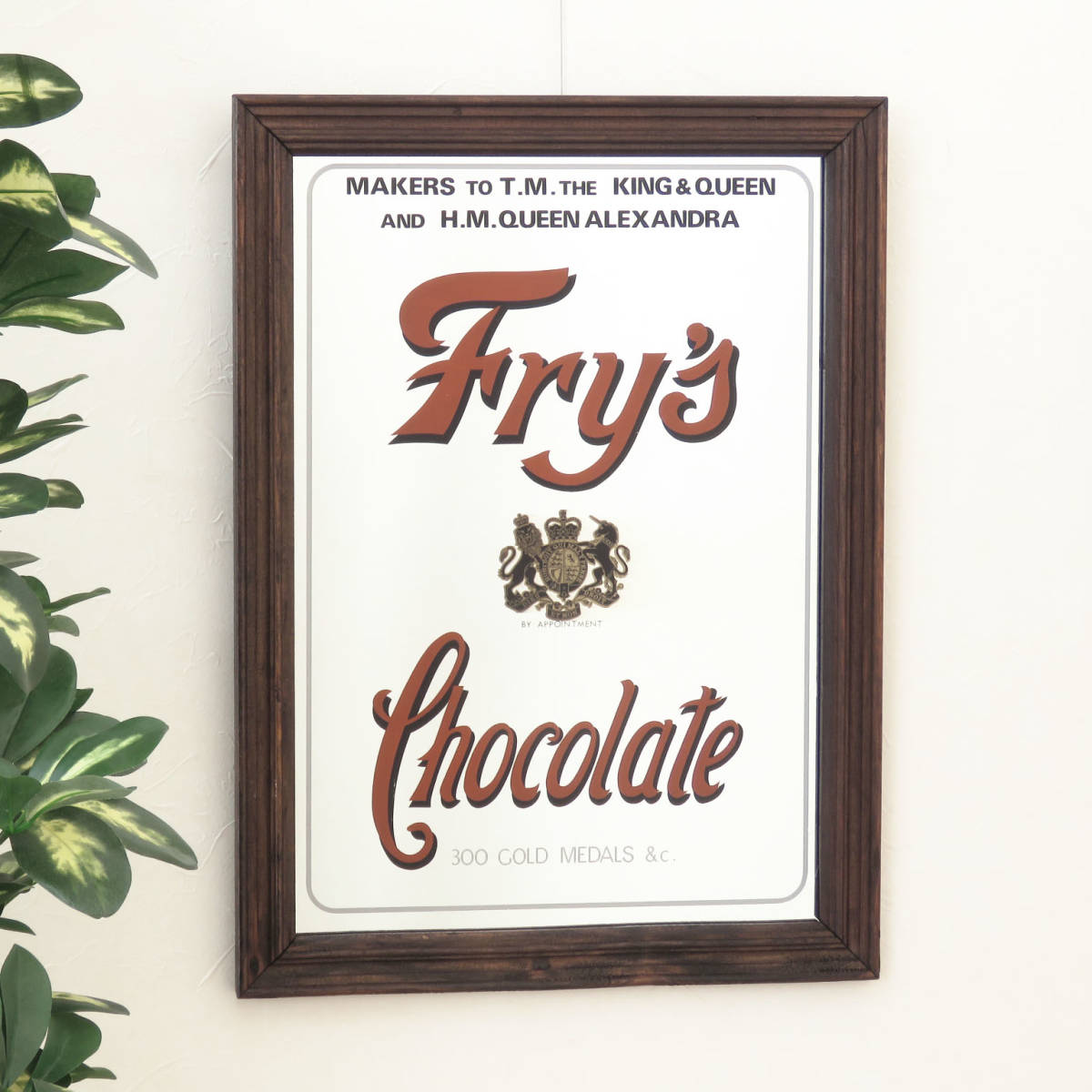 ビンテージパブミラー/フライ チョコレート(Fry's Chocolate)イギリス/壁掛け(吊り下げ)鏡/店舗什器/ディスプレイ/インテリア雑貨/A-4420-6