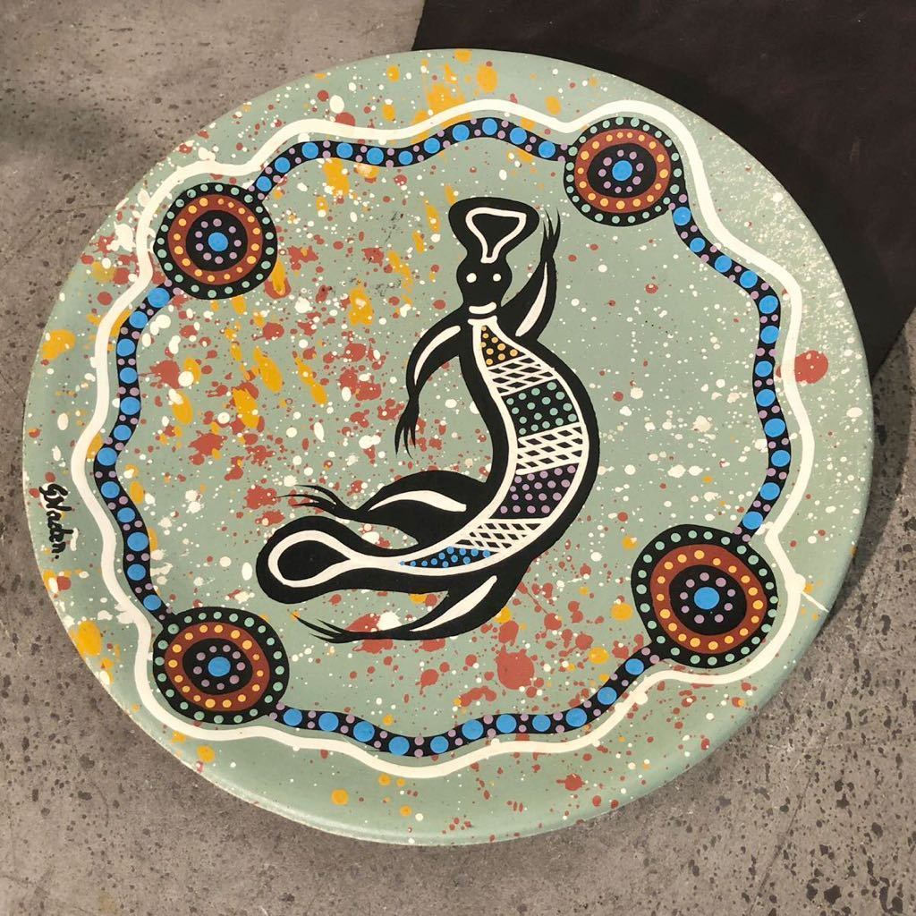 【即決/送料無料】 classic koori designs アボリジニアートプレート 陶磁器製飾り皿 絵皿 一点物 ハンドメイド 海外土産 インテリア