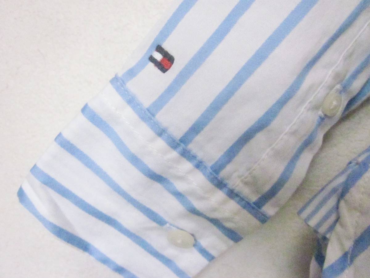 TOMMY HILFIGER stretch Tommy Hilfiger long sleeve shirt blouse lady's 4 S Toriko Logo .... stripe white 5114