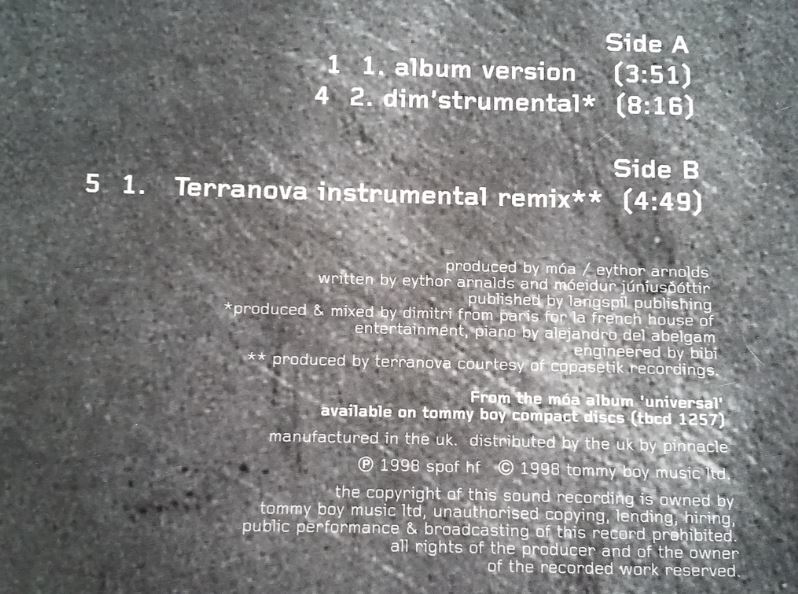 USMUS ★ 中古 LPレコード Moa : Joy & Pain 1998年 12インチ 美品 ハウス Dimitri from Paris, Terranova_画像3