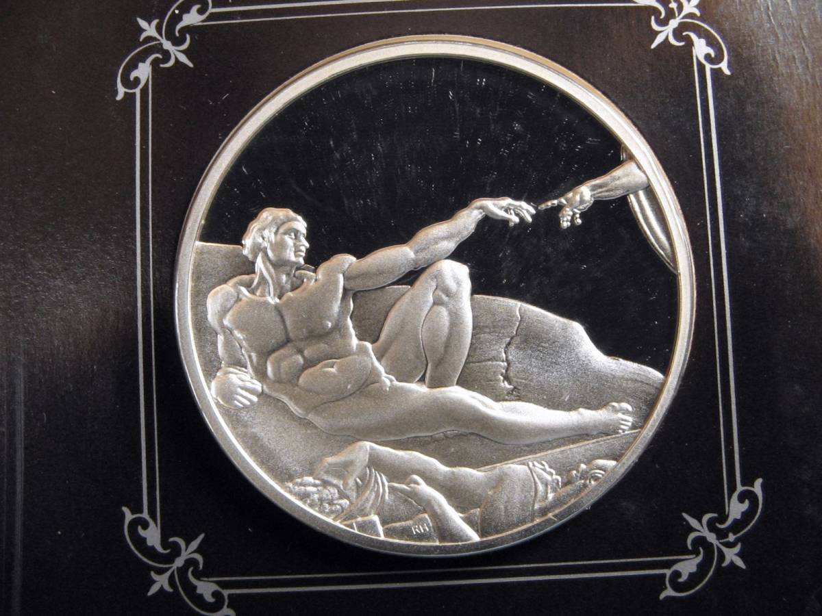 フランクリンミント 925銀メダル 『アダムの創造　ミケランジェロ』 /LES 100 PLUS～プルーフメダル franklinmint_画像5
