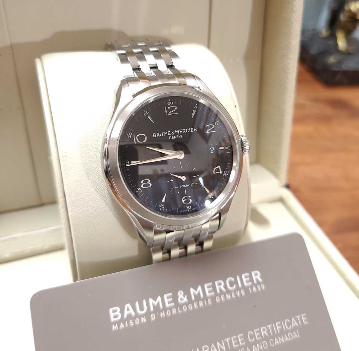 美品☆ボーム＆メルシエ BAUME&MERCIER クリフトン スモールセコンド スモセコ 裏透け M0A10100 メンズ 腕時計 自動巻き