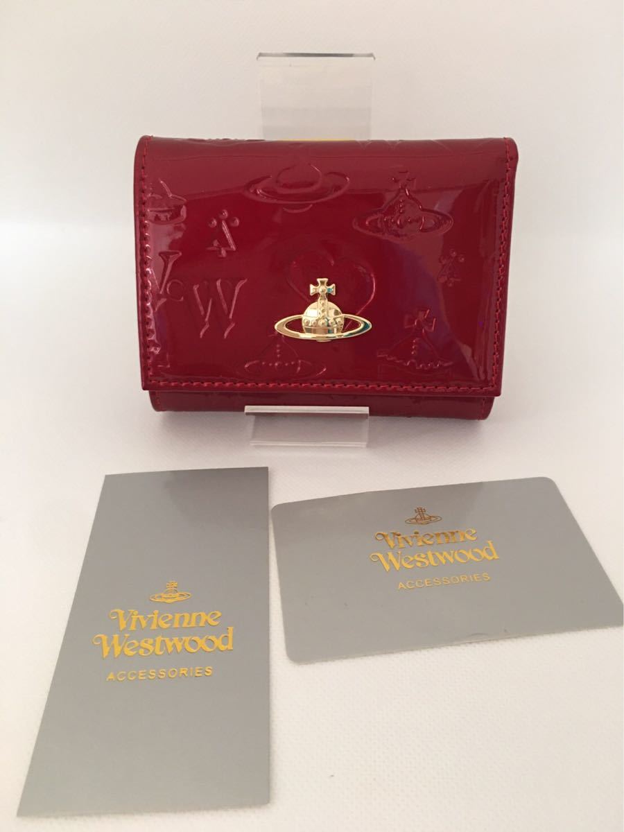 Vivienne Westwood  ヴィヴィアンウエストウッド　三つ折り財布　エナメル　レッド