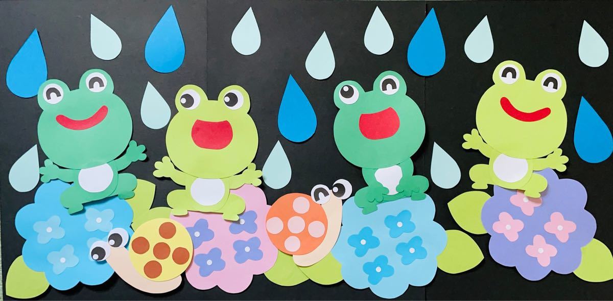 Paypayフリマ 壁面飾り 6月 紫陽花 カエル カタツムリ Paypayフリマ 壁面飾り 6月 紫陽花 カエル カタツムリ