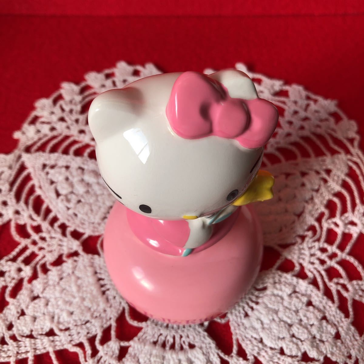  Kitty * Hello Kitty * music box * ceramics made Angel Kitty figure *2001 year * star . request .*. virtue * Sanrio * box attaching unused goods 