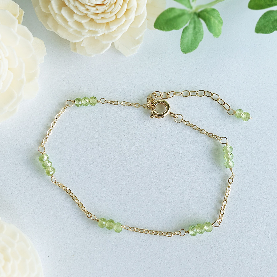  fine clothes fine clothes peridot 14KGF Gold Phil do.. bracele adjuster attaching yellow green color green natural stone 