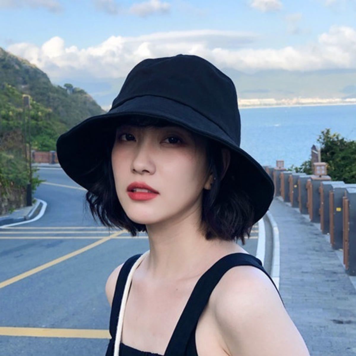 ハット　バケットハット　帽子　ブラック　韓国　ストリート　紫外線　ユニセックス