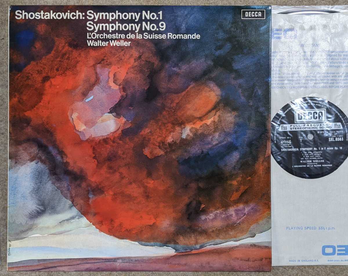 英Decca SXL6563◆ショスタコーヴィッチ:交響曲第1番&第9番-ワルター・ウェラー/スイス・ロマンド管弦楽団_画像1