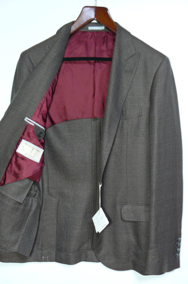 size:50◆Brunello Cucinelli◆ジャケット 2Bシングル◆made in italy◆brown◆57%wool 36%linen 7%silk◆ブルネロクチネリ◆極上/天然素材