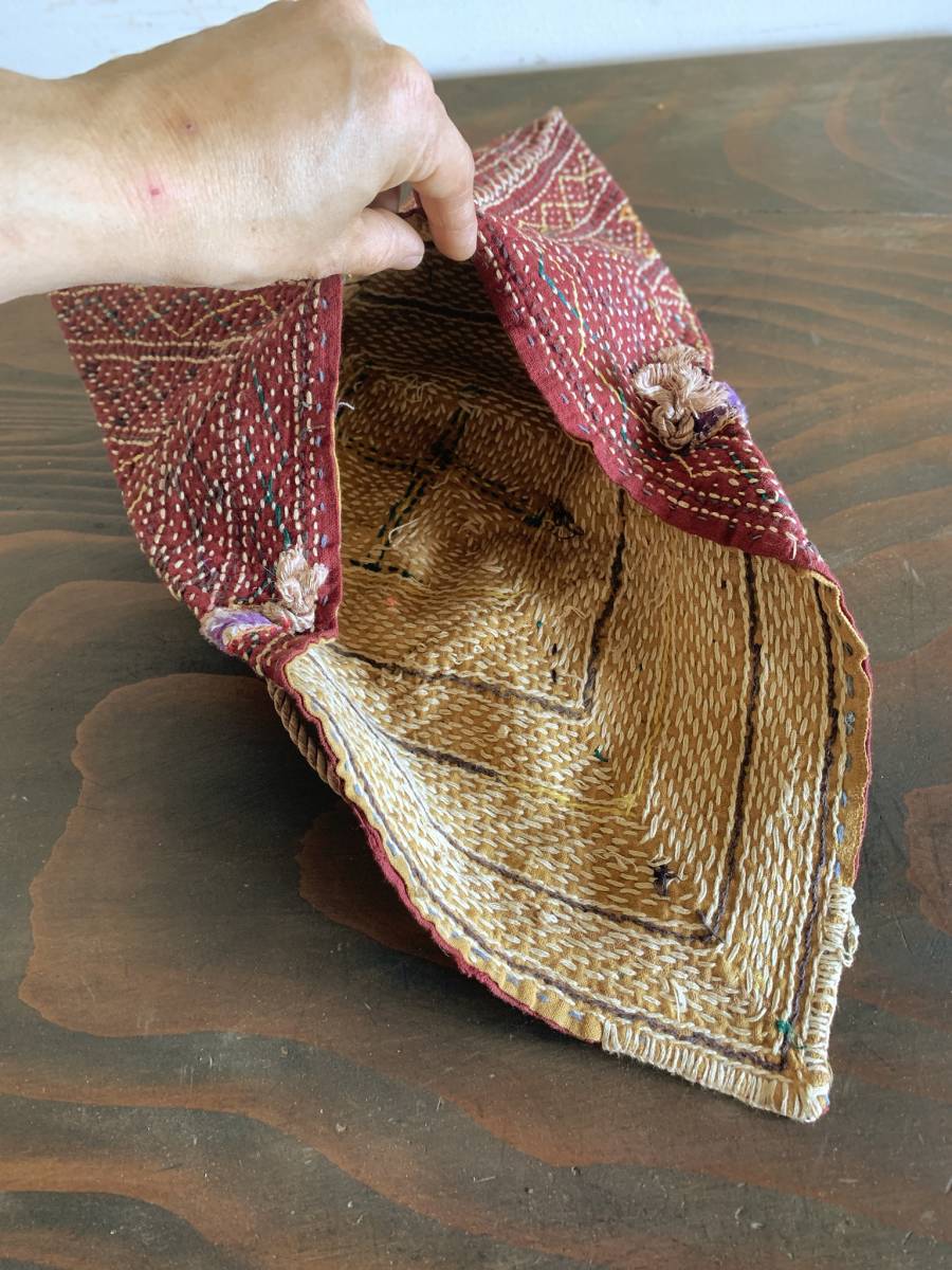 インド アンティーク 刺し子 ハンドメイド ポーチ カバン 鞄 手縫い カンタ アンティーク ヴィンテージの画像6