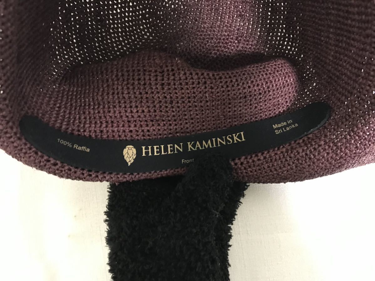 美品本物ヘレンカミンスキーHELENKAMINSKI中折れ麦わら帽子ストローハットブラウン茶メンズレディーススーツビジネスラフィア