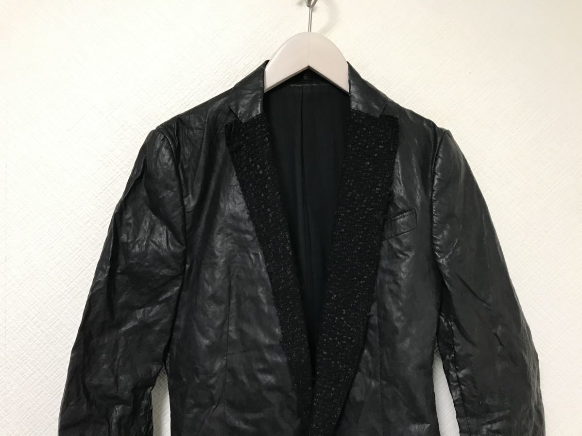 本物アトウatoコーティングデザイナーテーラードジャケット黒ブラックメンズスーツビジネス46M