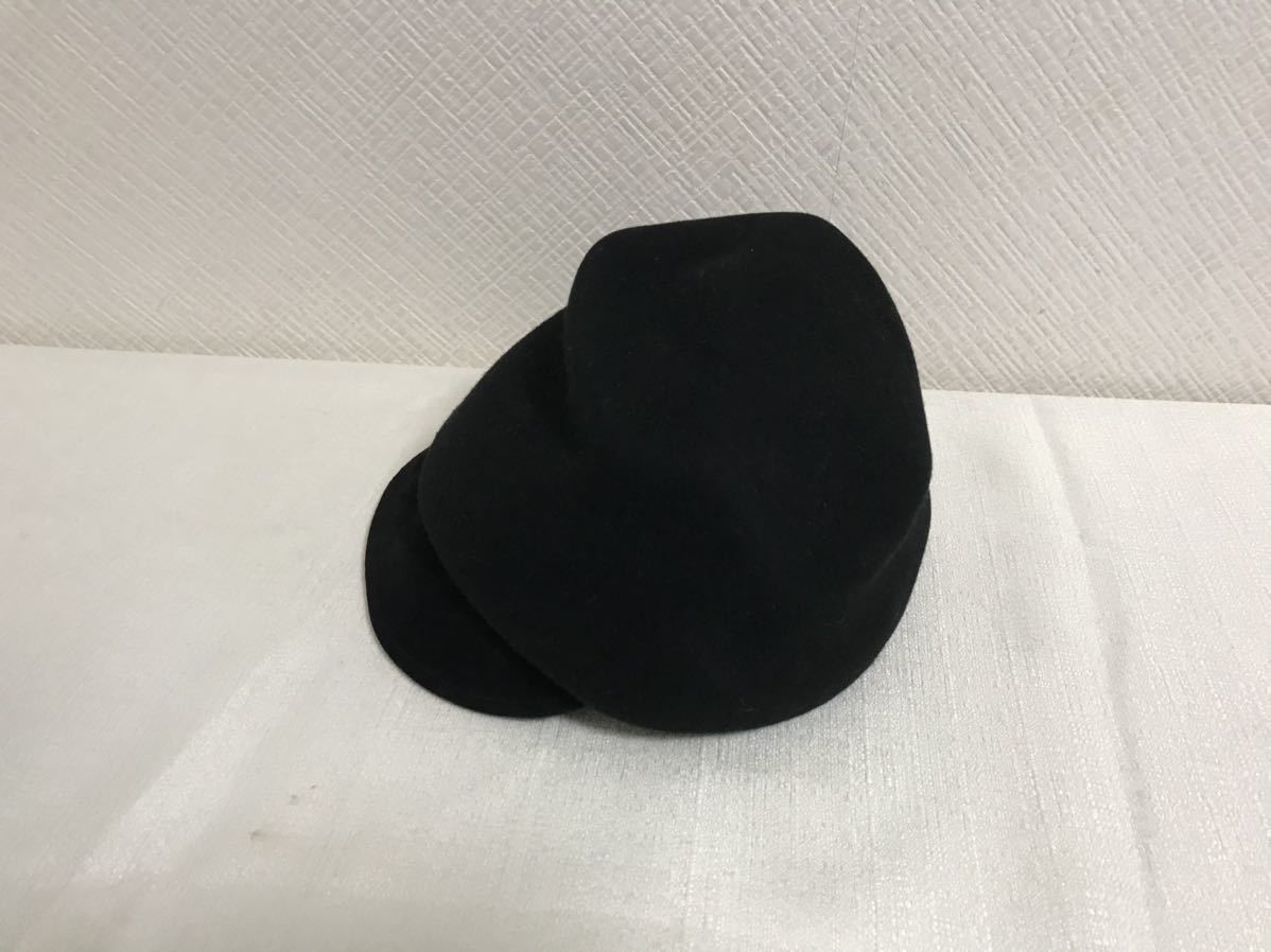 美品本物カシラCA4LA本革レザーウールキャスケット変形デザイン帽子黒 