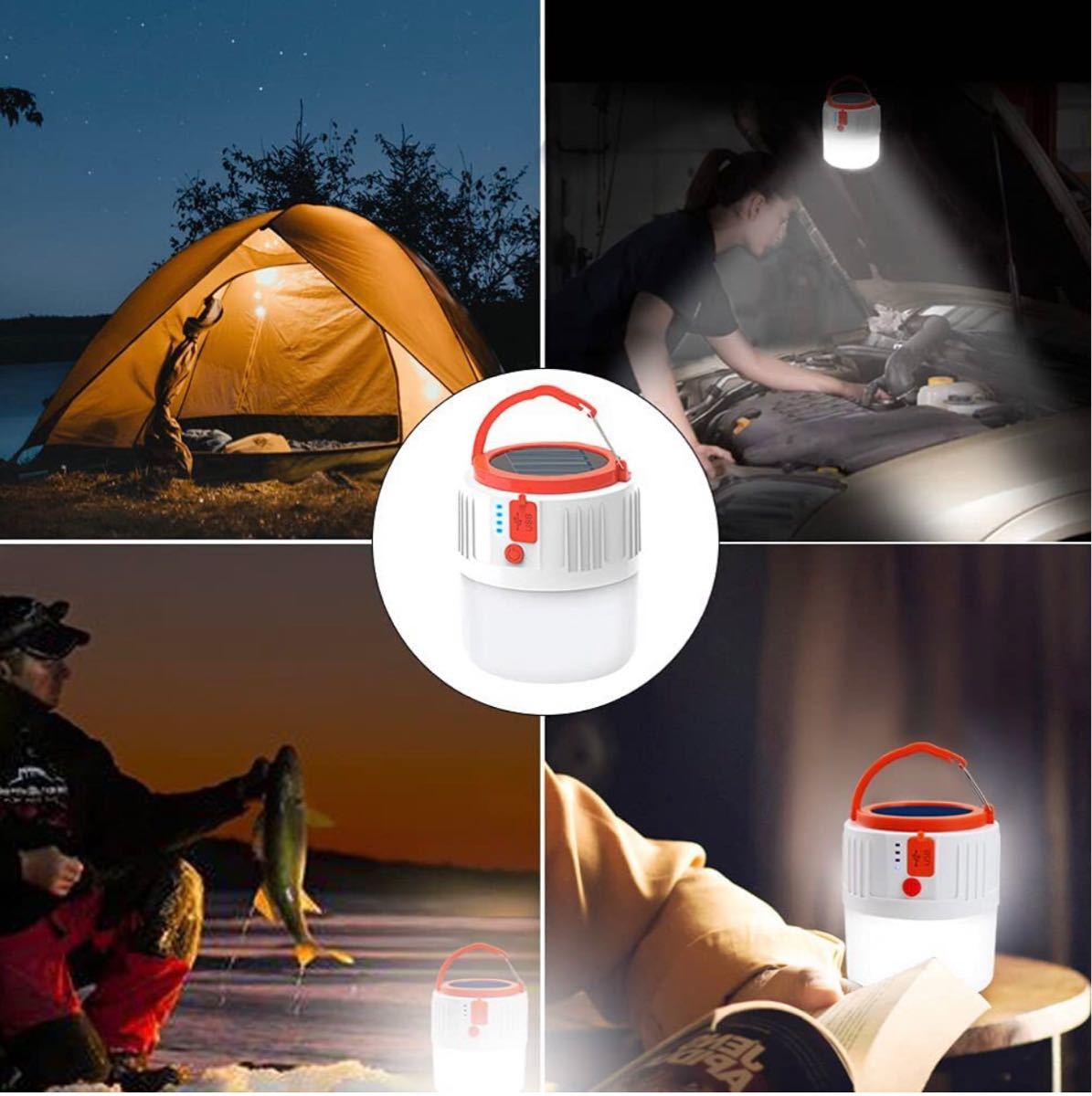 キャンプランタン LEDランタン テントライト 高輝度 USB充電式 携帯型 5つ点灯モード キャンプライト 2 In 1充電式 