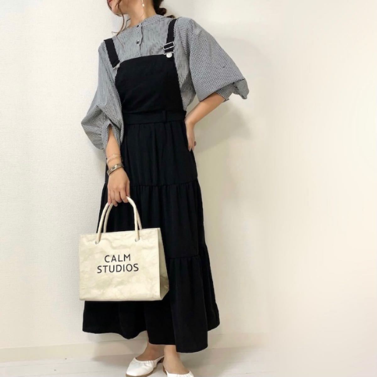 M 新品未使用 しまむら ティアード サロペット JSK ジャンパー スカート ジャンスカ たいよう さん ワンピ 黒 サロペ