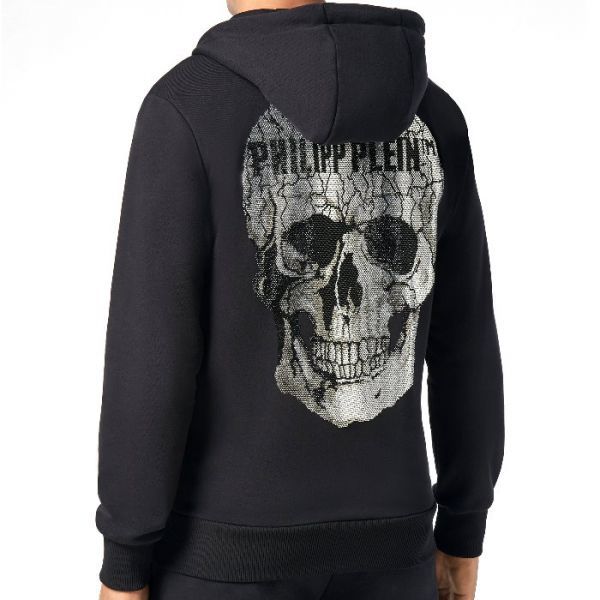 【CU】PHILIPP PLEIN　フィリップ　プレイン　スウェット　パーカー　ブラック　MJB1884 ラインストーンスカル【新品・正規品】_サイズ選択●入札前在庫確認必須