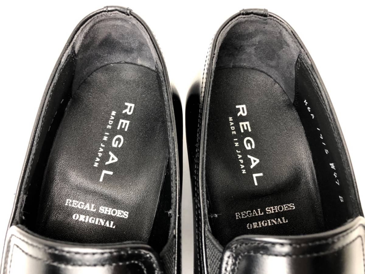 即決 REGAL リーガル メンズ 23.5cm 本革 レザー 革靴 スワールトゥ ローファー 黒 ブラック ビジネス フォーマル ドレスシューズ 中古