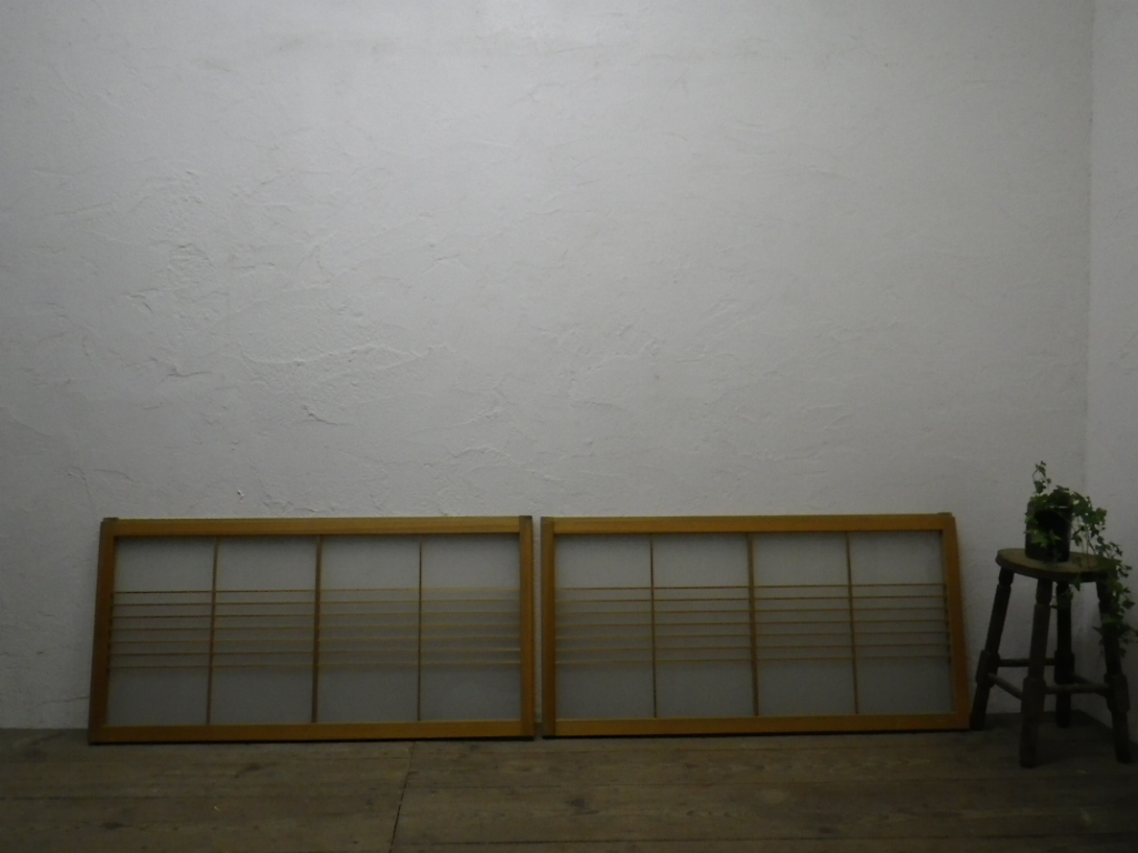 taU151*(1)[H55cm×W109cm]×2 sheets * Showa Retro . old wooden glass door * fittings sliding door old Japanese-style house reform block shop K.1