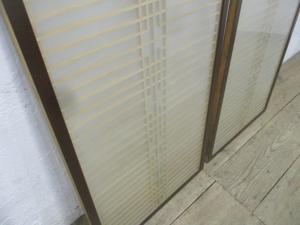 yuL278*[H83cm×W49,5cm]×2 sheets * both sides glass entering * collection . skill. retro old tree frame glass door * fittings old Japanese-style house block shop construction material A.1