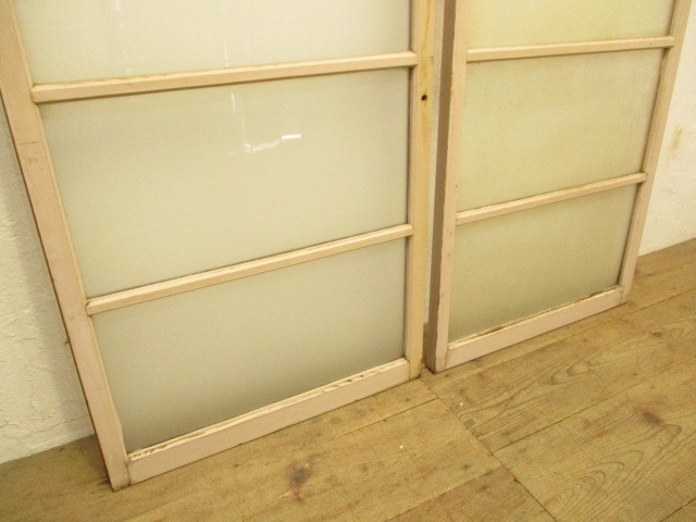 taA474*(1)[H138cm×W67,5cm]×2 sheets * pretty paint. retro old tree frame glass door * fittings sliding door old Japanese-style house block shop K under 