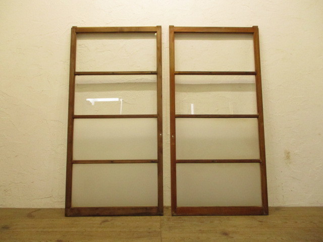 taA465*(2)[H138cm×W67,5cm]×2 sheets * pretty paint. retro old tree frame glass door * fittings sash miscellaneous goods shop sliding door K under 