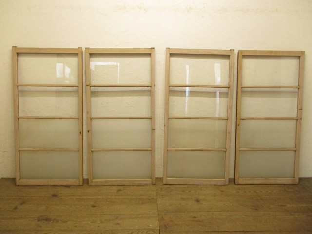 taA465*(2)[H138cm×W67,5cm]×2 sheets * pretty paint. retro old tree frame glass door * fittings sash miscellaneous goods shop sliding door K under 