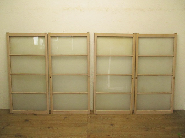 taA484*(1)[H138cm×W67,5cm]×2 sheets * pretty paint. retro old tree frame glass door * fittings sliding door old Japanese-style house block shop Cafe K under 