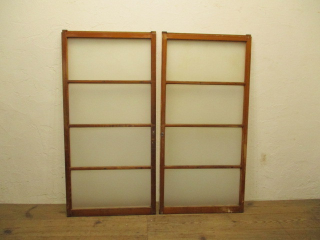 taA484*(1)[H138cm×W67,5cm]×2 sheets * pretty paint. retro old tree frame glass door * fittings sliding door old Japanese-style house block shop Cafe K under 